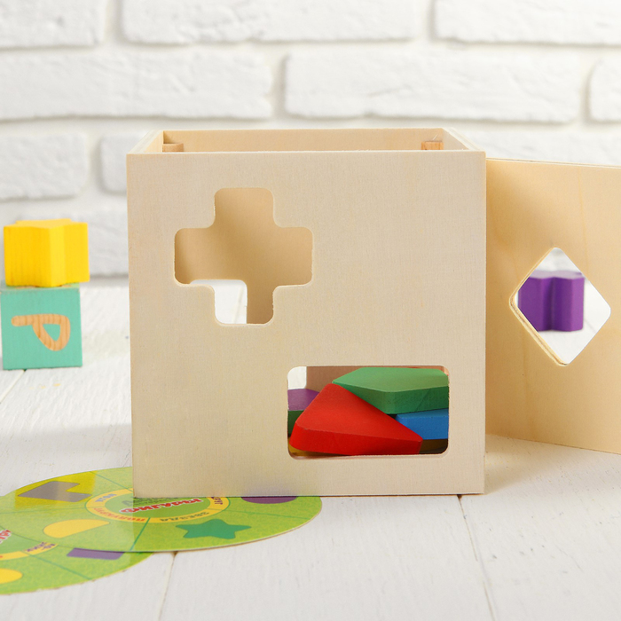 Сортер-бизикуб деревянный "Фигуры" ( 10 деталей)