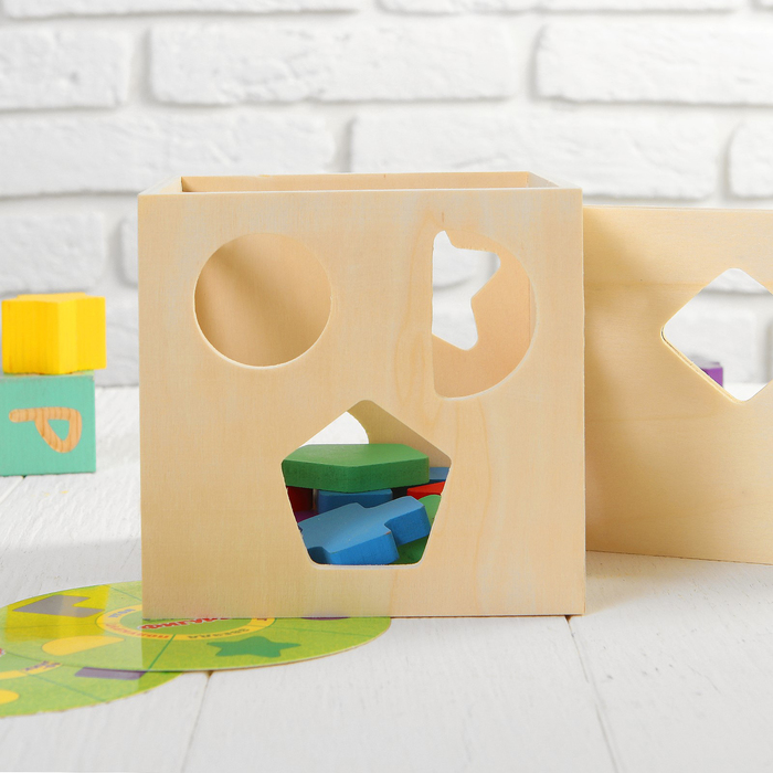 Сортер-бизикуб деревянный "Фигуры" ( 10 деталей)