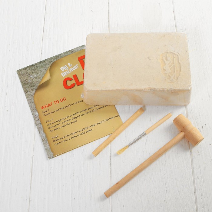 Набор археолога серия коготь динозавра "Альбертозавр" + молоток, долото, кисть