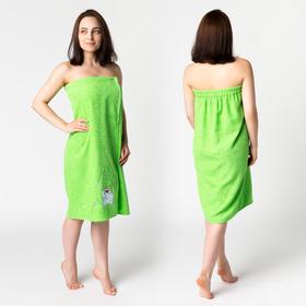 Килт женский для бани и сауны, цвет зелёный вышивка Снеговик, размер 80х150±2 см, махра 300г/м 100% хлопок Ош