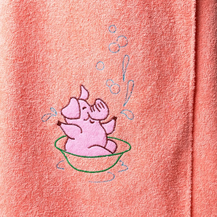 Килт жен КЖ-2019, 80х150+-2 персик, вышивка Хрюшка, махра 300г/м хл100%