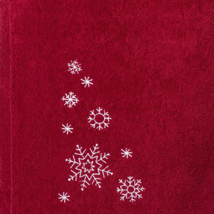 Килт муж КМ-НГ, 70х150 бордо, вышивка Снежинки, махра 300г/м хл100%