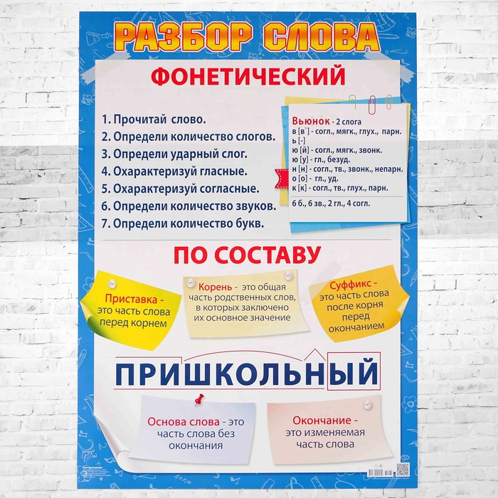 Плакат "Разбор слова" А2