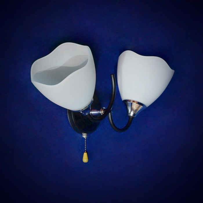 Бра "Каталина" 2x40Вт E27 черный, хром 23x17x45см