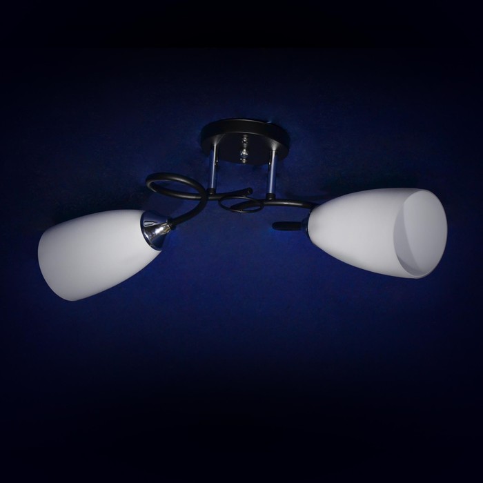 Люстра "Менола" 2x40Вт Е27 черный, хром 60x60x24см