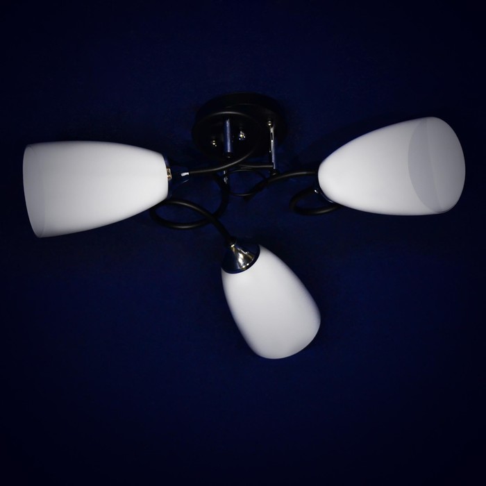 Люстра "Менолита" 3x40Вт Е27 черный, хром 54x54x24см