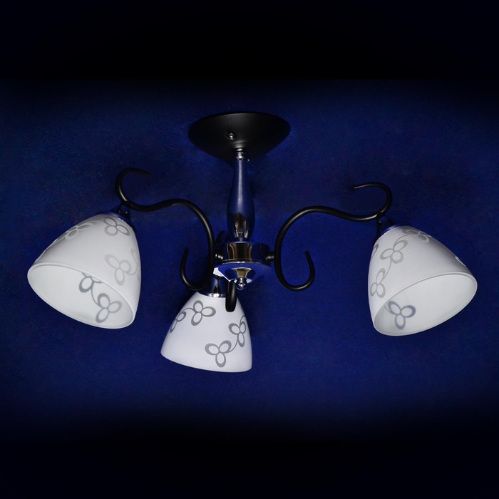 Люстра "Мерисела" 3x40Вт Е27 черный, хром 60x60x28см