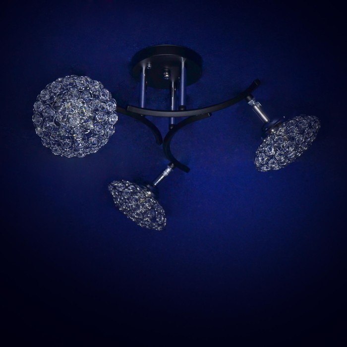 Люстра "Пестора" 3x40Вт Е27 черный, хром 52x52x28см