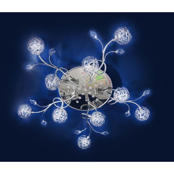 Люстра "Себела" 10x20Вт G4 серебро 65x65x22см