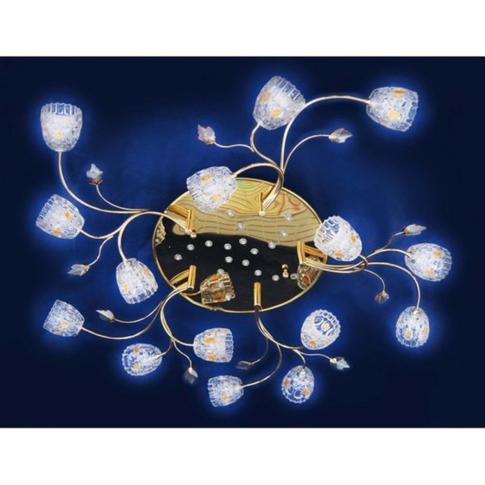 Люстра "Сенчия" 15x20Вт G4 золото 70x70x28см