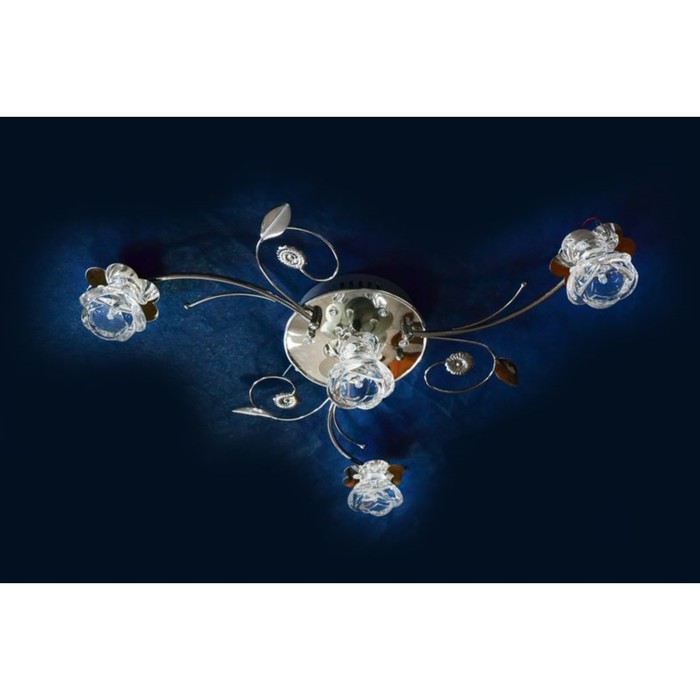 Люстра "Тер" 4x20Вт G4 серебро 70x70x28см