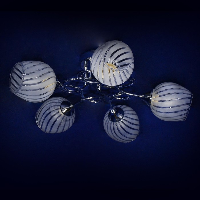 Люстра "Естела" 5x40Вт Е27 серебро 58x58x23см