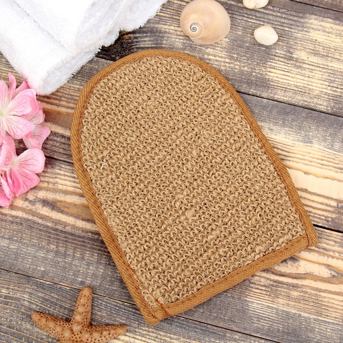 Мочалка рукавица натуральная, сизаль 15×19см