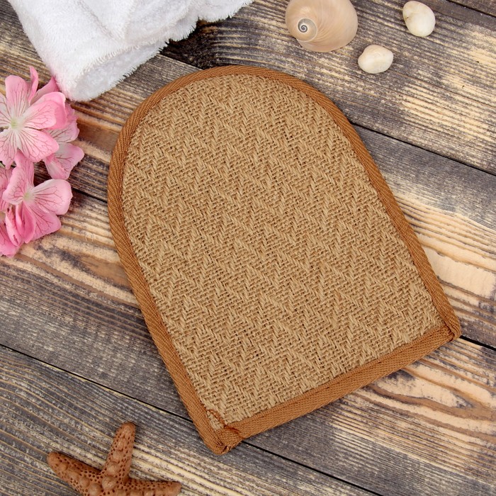 Мочалка рукавица натуральная, сизаль 15×19см
