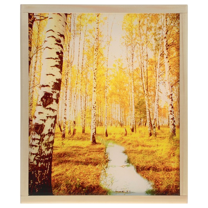 Абажур деревянный "Осенний пейзаж" с УФ печатью, 35х30х5см