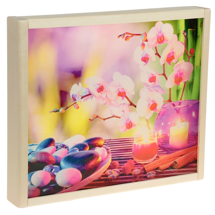 Абажур деревянный "Свечи" с УФ печатью, 35х30х5см