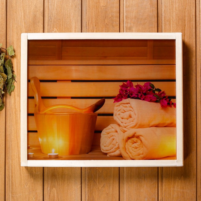 Абажур деревянный "Отыдх" с УФ печатью, 35х30х5см