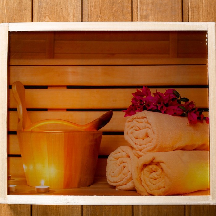 Абажур деревянный "Отыдх" с УФ печатью, 35х30х5см