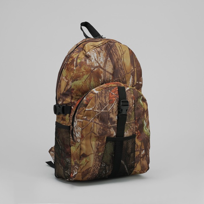 Рюкзак туристический "Транспортер № 9", 30 л, отдел на молнии, наружный карман, 2 боковые сетки, цвет камуфляж Лес