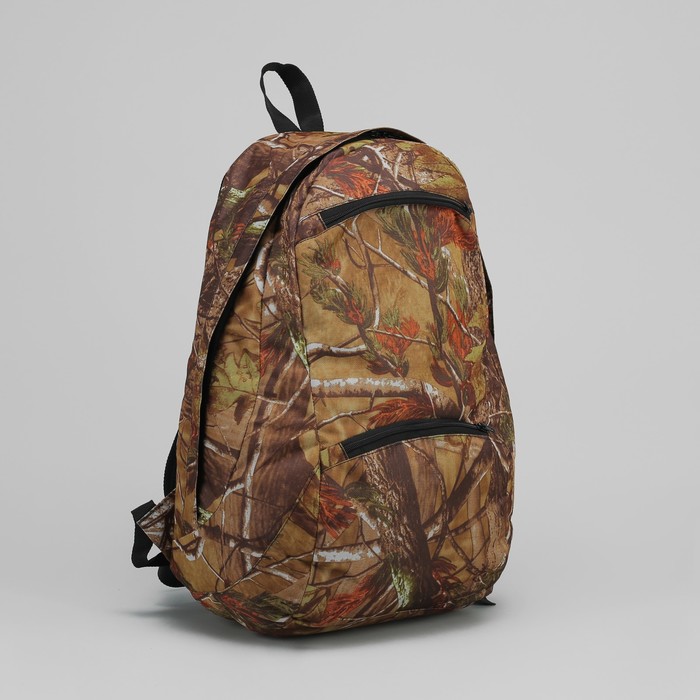 Рюкзак туристический "Комфорт", 30 л, отдел на молнии, 2 наружных кармана, цвет камуфляж Лес