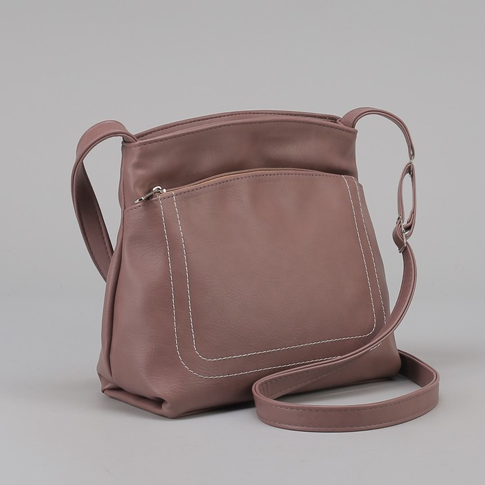 Сумка женская, отдел на молнии, 2 наружных кармана, регулируемый ремень, цвет лавандовый