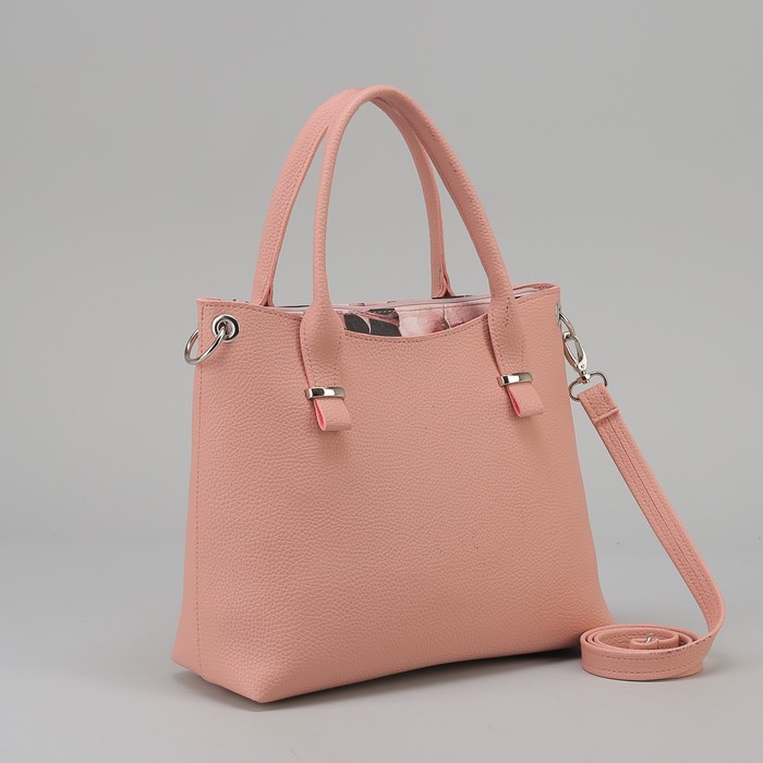 Сумка женская, отдел на молнии, наружный карман, цвет персиковый