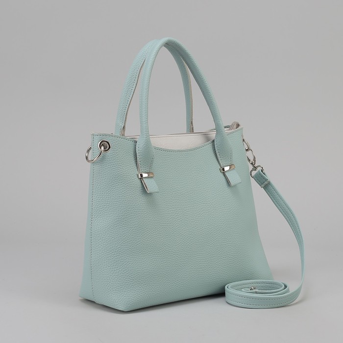 Сумка женская, отдел на молнии, наружный карман, цвет голубой