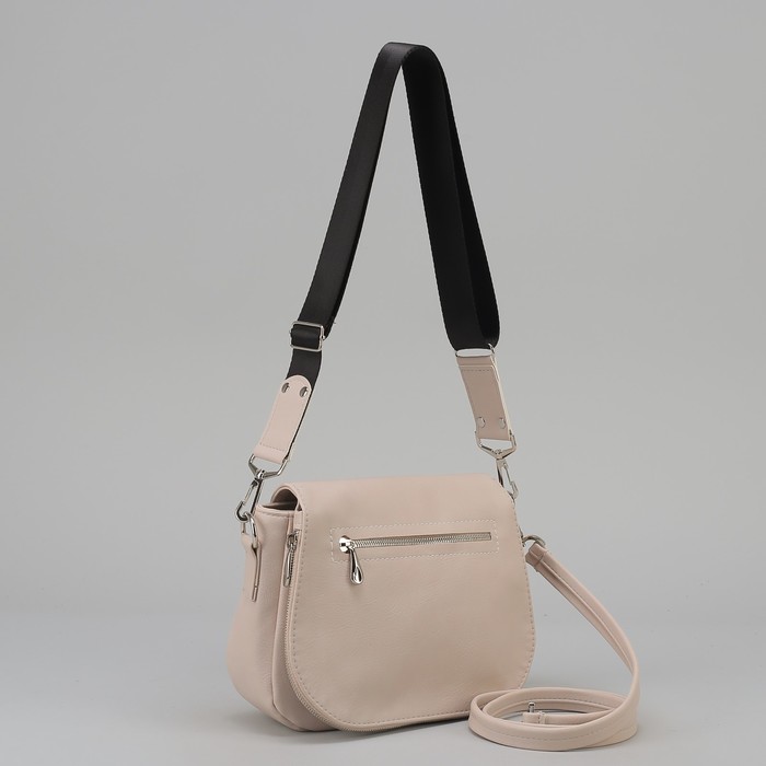 Сумка женская, отдел на молнии, наружный карман, регулируемый ремень, цвет бежевый