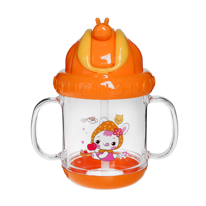 Поильник с трубочкой детский, 200 мл, от 9 мес., цвета МИКС