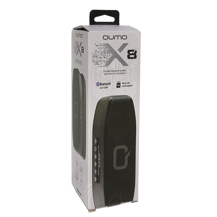 Колонка беспроводная Qumo X8 BT008, Bluetooth, 10 Вт, черная