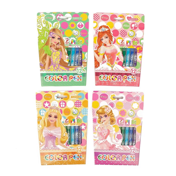 Фломастеры 12цв Волны в картонной коробке Yalong вентилируемый колпачок МИКС