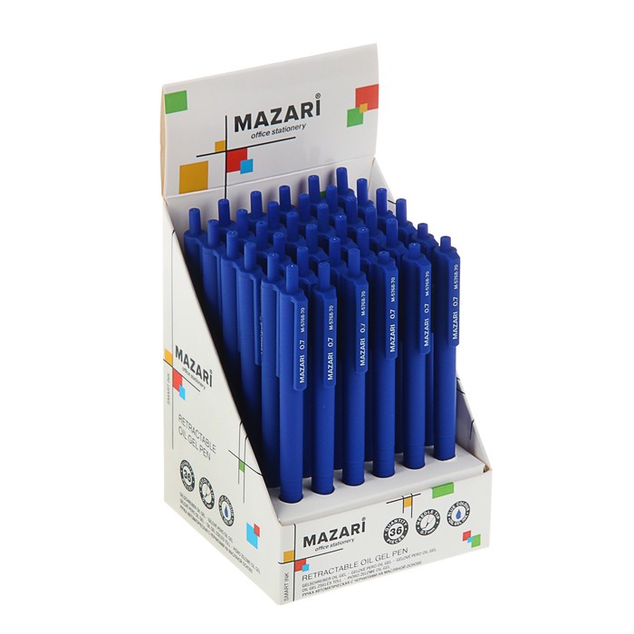 Ручка шариковая автоматическая MAZARI Astero Blue, узел 0.7 мм, чернгила синие на масляной основе Smart Ink