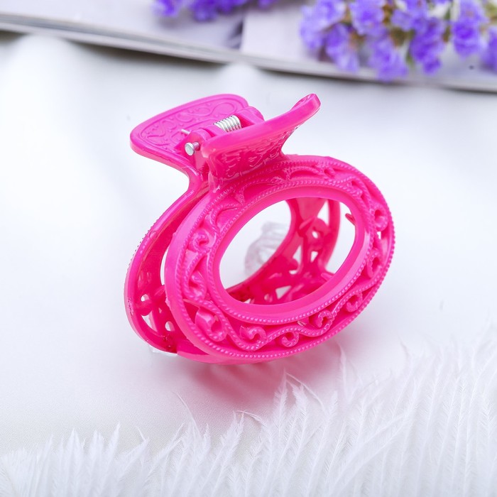 Краб для волос "Цветной глянец" 6 см овал ажур,микс