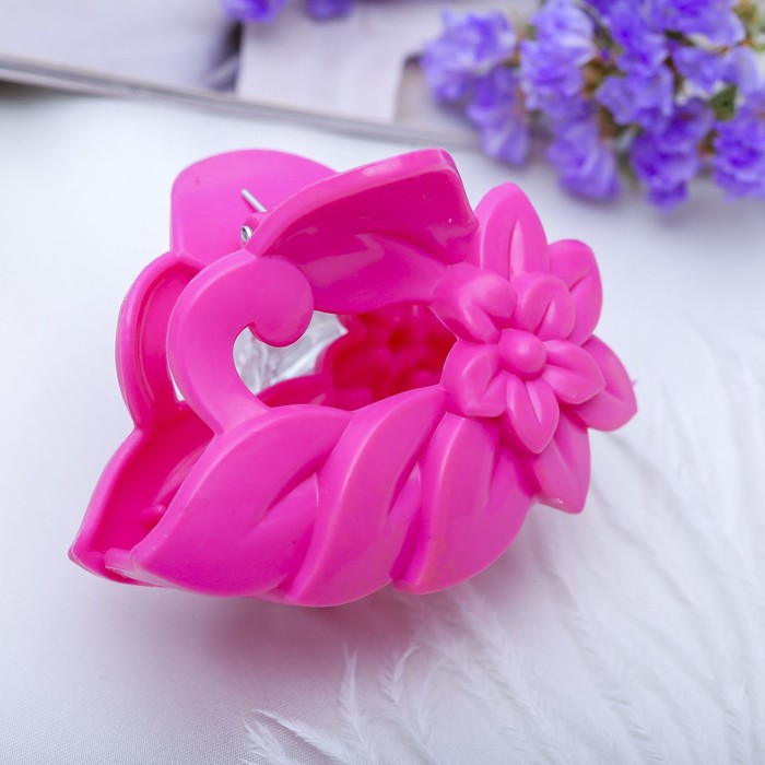 Краб для волос "Цветной глянец" 6 см цветок,микс