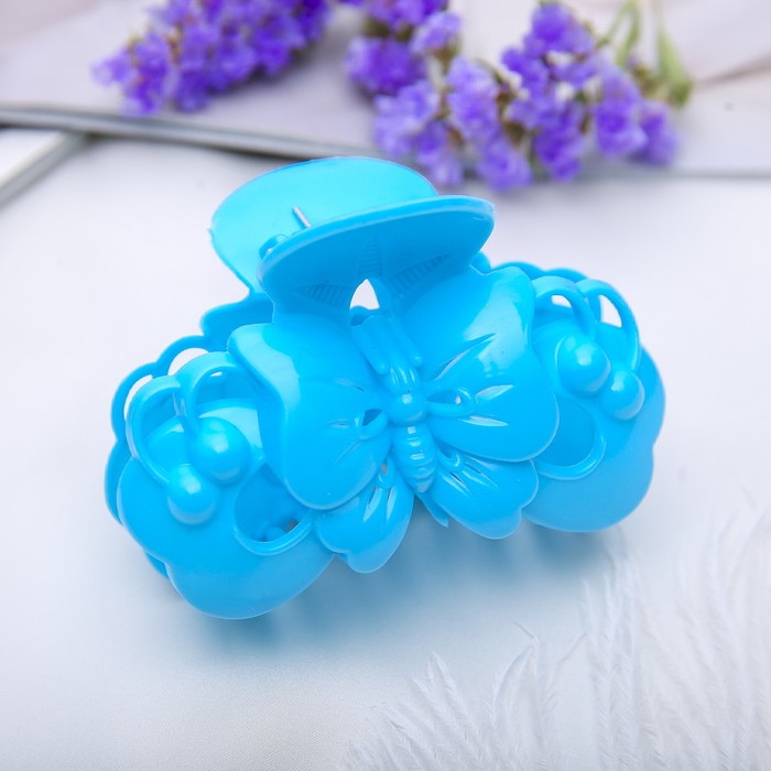 Краб для волос "Цветной глянец" 8 см бабочка ,микс