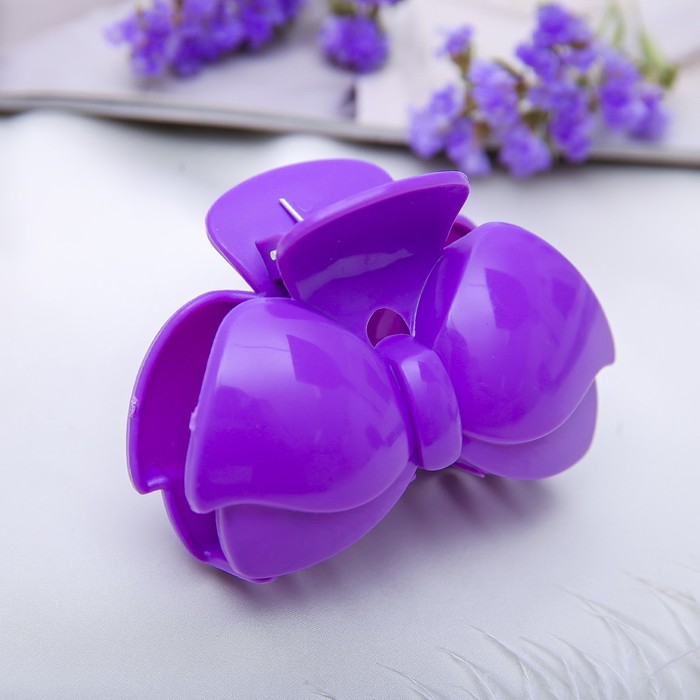 Краб для волос "Цветной глянец" 7,7 см бантик ,микс