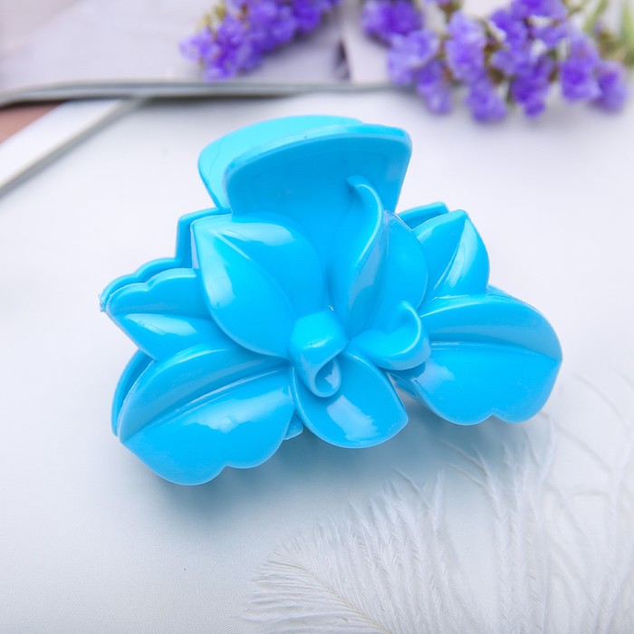 Краб для волос "Цветной глянец" 8 см лилия,микс