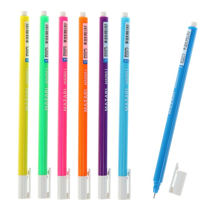 Ручка гелевая MAZARI Magna, узел 0.5 мм, чернила синие, игольчатый пишущий узел, стержень 138мм