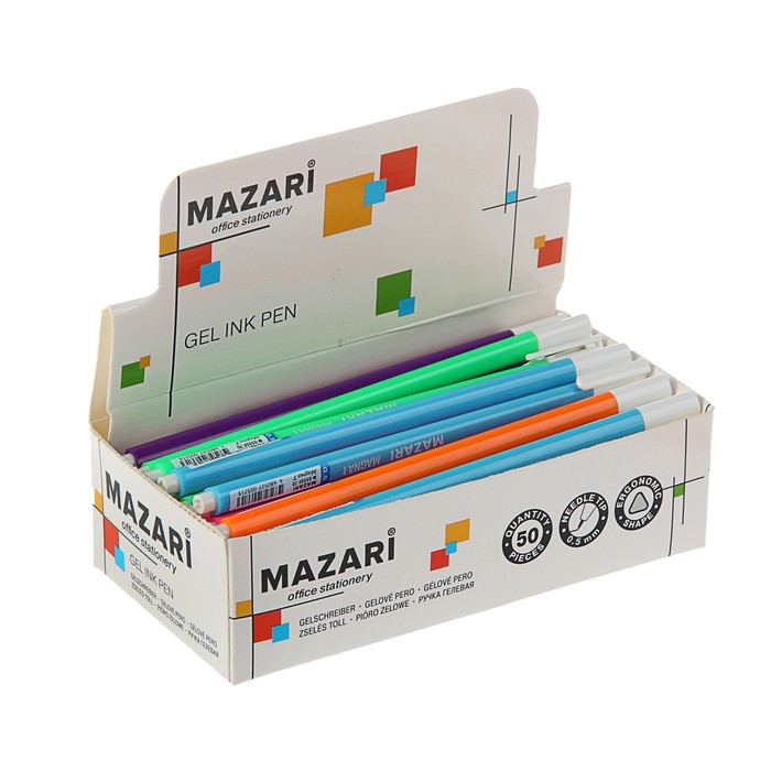 Ручка гелевая MAZARI Magna, узел 0.5 мм, чернила синие, игольчатый пишущий узел, стержень 138мм