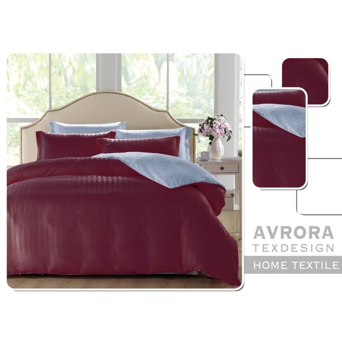 КПБ "Бегония" 2 сп, 160х200 см резинка, 180х210 см, 70х70 см-2 шт., страйп-сатин