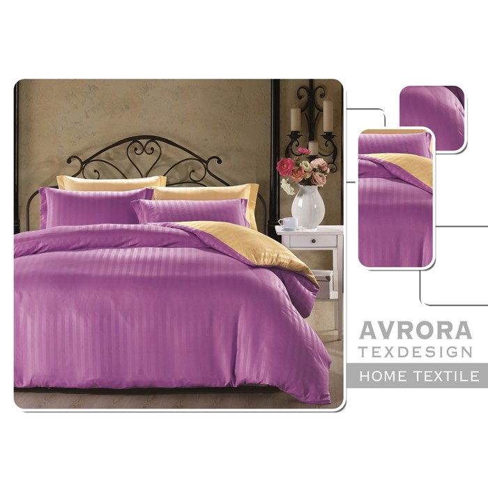 КПБ "Фиалка" евро, 180х200 см резинка, 200х210 см, 70х70 см-2 шт., страйп-сатин