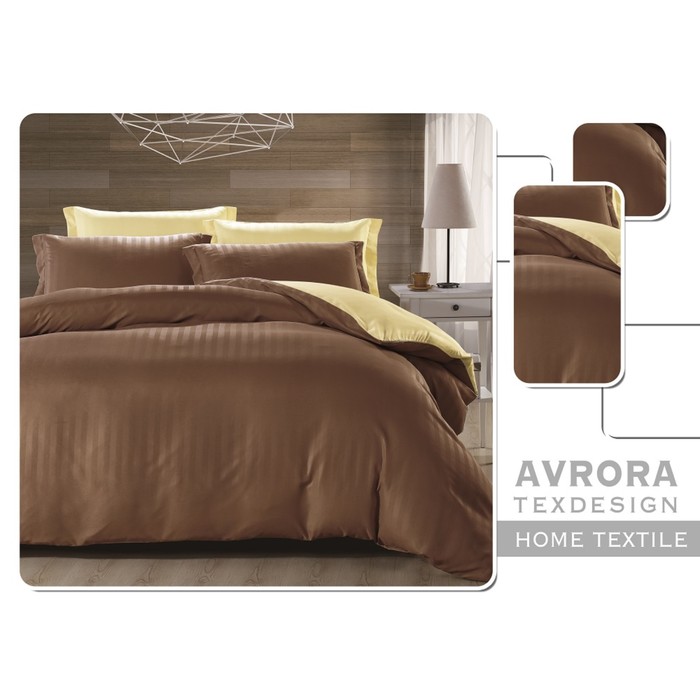 КПБ "Шоколад" евро, 180х200 см резинка, 200х210 см, 70х70 см-2 шт., страйп-сатин