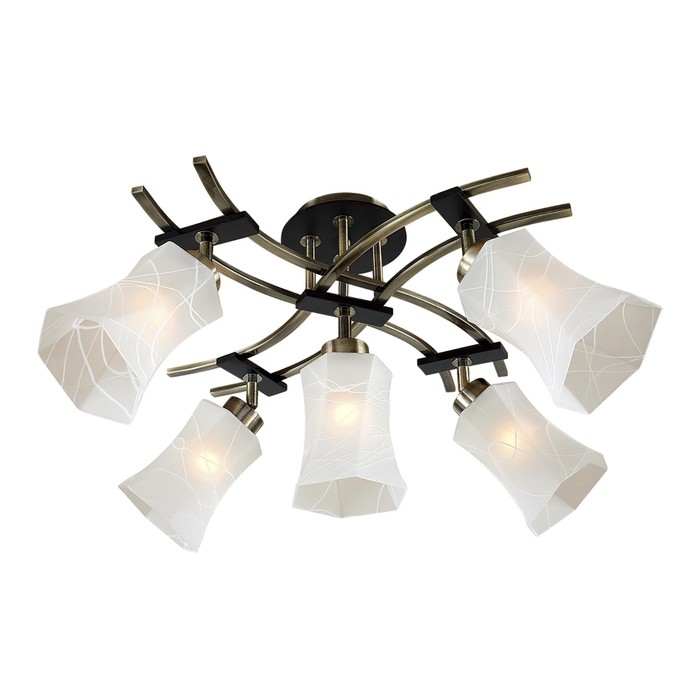 Люстра "Астра" 5x75Вт E27 бронза, венге 49x49x22см