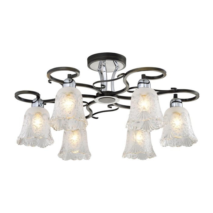 Люстра "Димона" 6x60Вт E14 венге, хром 64x64x21см