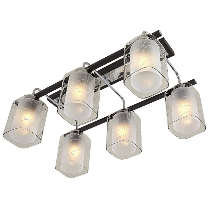 Люстра "Фортуна" 6x75Вт E27 венге, хром 75x32x18см