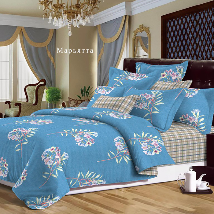 Постельное бельё Butterfly 2сп макси рис Марьятта, 175х215, 220х240, 70х70см 2шт, сатин 115г/м, хл100%