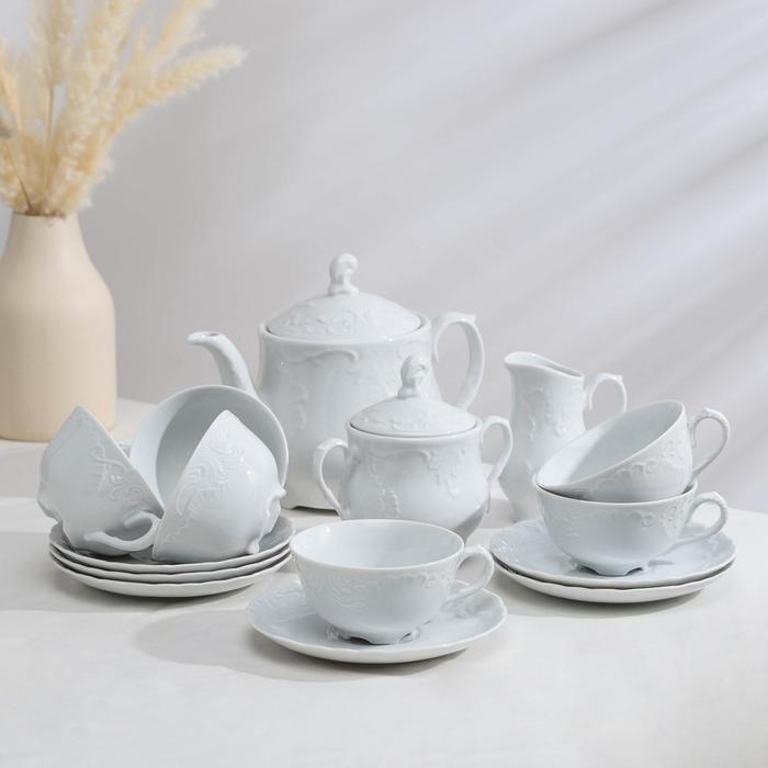 Сервиз чайный на 6 персон, 15 предметов: 6 чашек 220 мл, 6 блюдец d=15,7 см сервиз чайный attribute симпли эклипс j1261 на 6 персон стекло 6 чашек 220 мл 6 блюдец 13 см