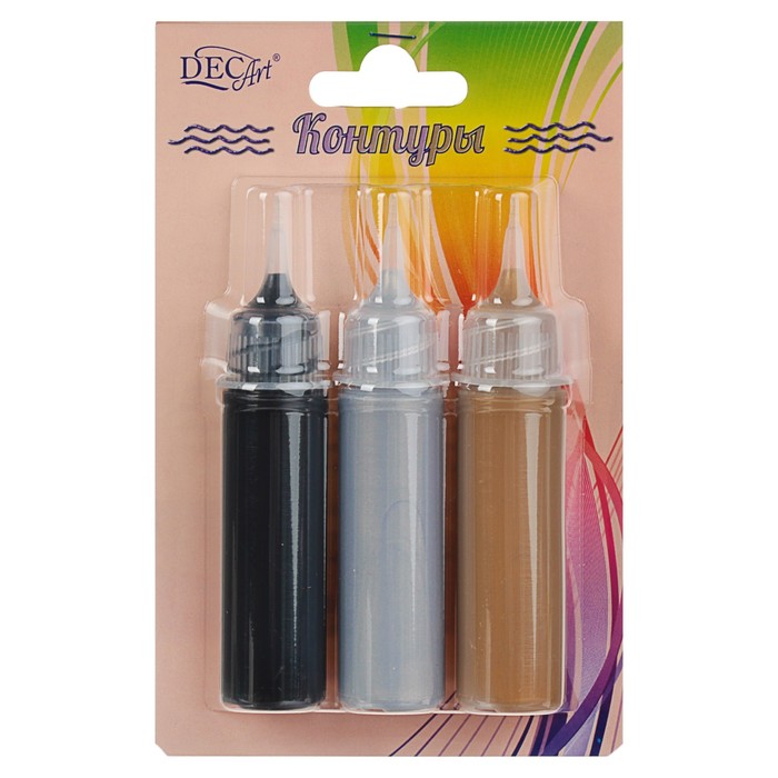 Контуры универсальные Набор №1 DecArt 3цв*20мл (Черный, Серебро, Золото)