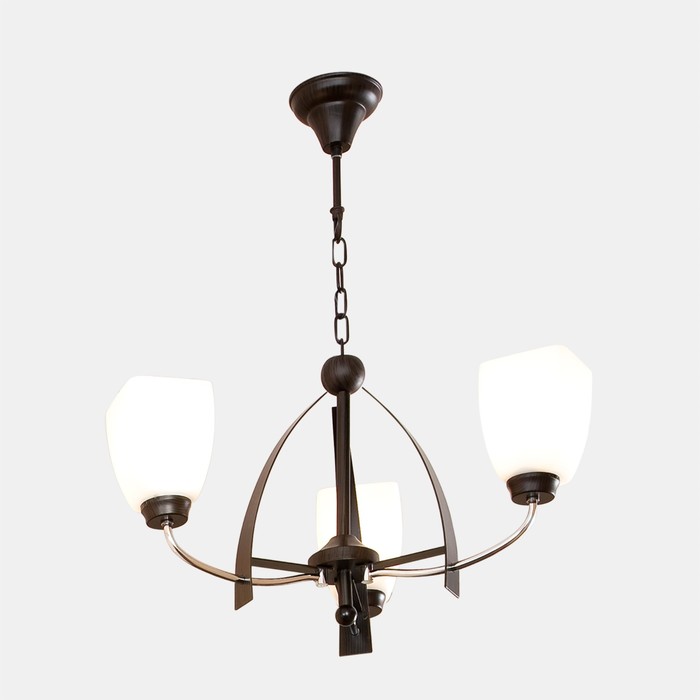 Люстра "Берта" 3x75Вт E27 хром, венге 49x31x16см