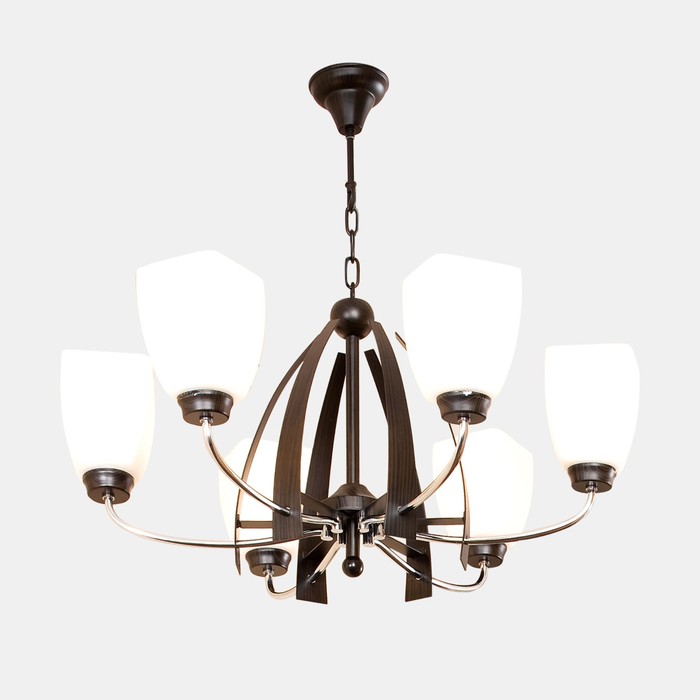 Люстра "Берта" 6x75Вт E27 хром, венге 52x52x19см